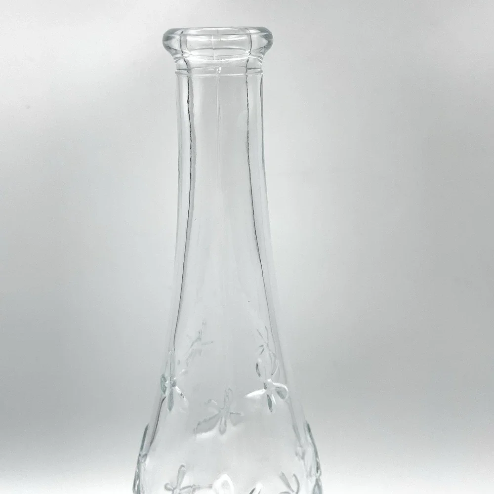 Vintage‎ IKEA Emma Dafnäs Embossed Glass Daisy Bottle Vase Clear Floral Flowers